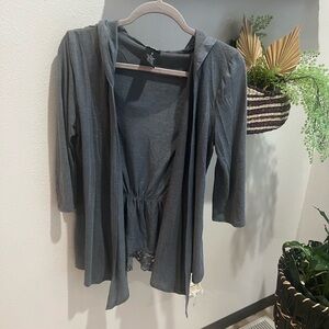 Y2K Vanity Hooded Cardigan With Lace Design